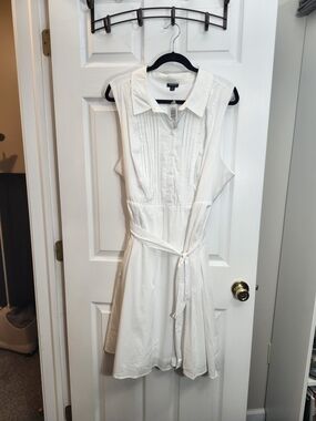 Torrid Sleeveless White Shirt Dress with Tie Waist, 3X, NWT